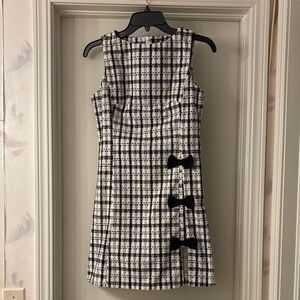 SHEIN Black and White Checkered Dress with Bow Details